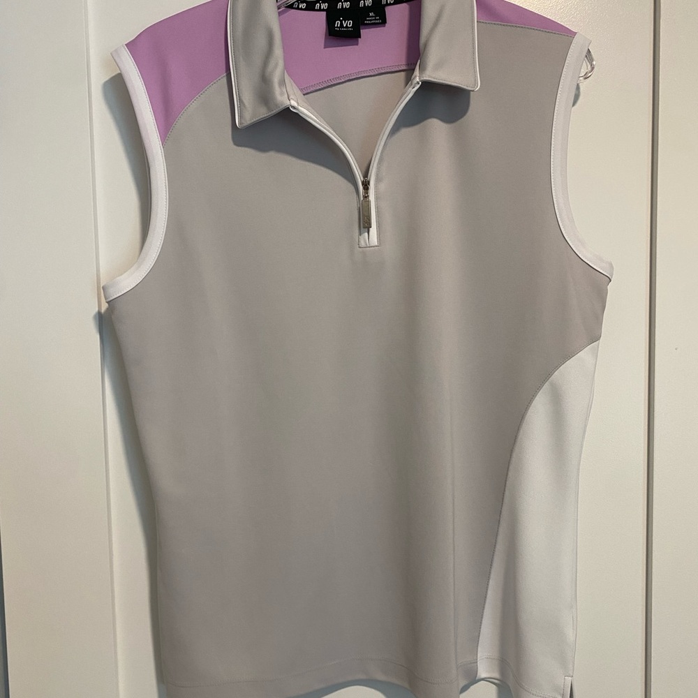 NVO Womens Zip up Collared Sleeveless Polo Shirt. Size XL NWOT